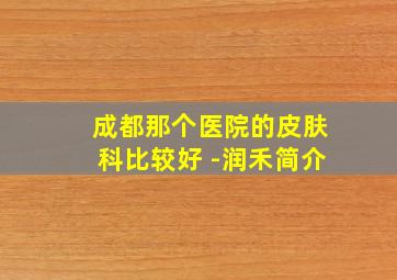 成都那个医院的皮肤科比较好 -润禾简介